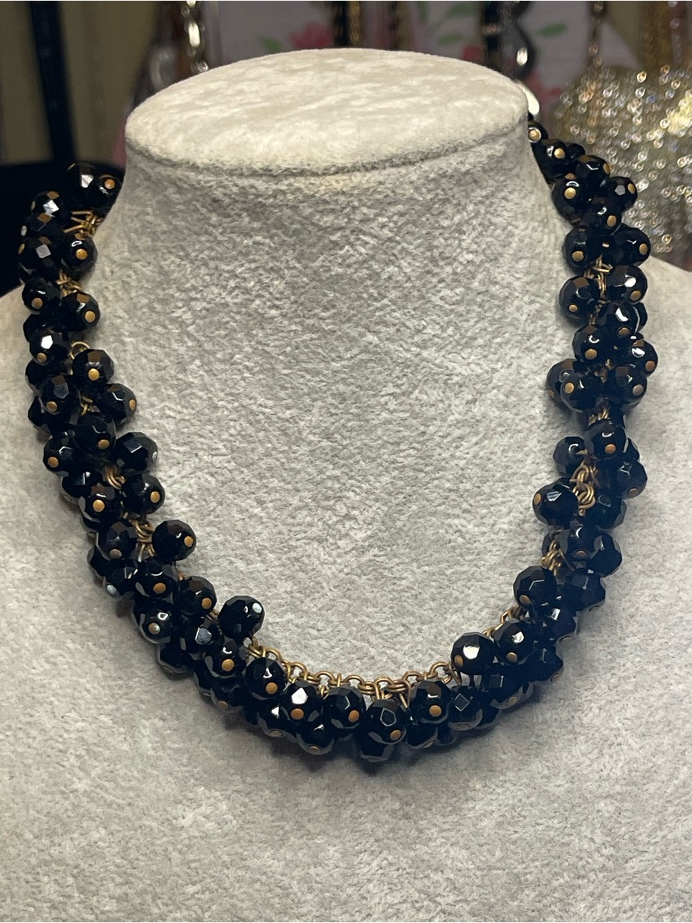Vintage black glass cha- cha choker